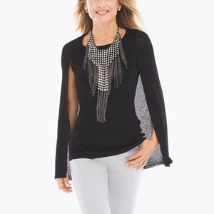 Chico’s Chrissy Cape Pullover Black size 0